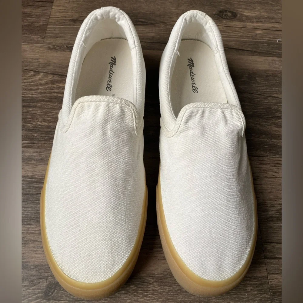 Madewell White Canvas Slip On Sneakers Womens Size 8